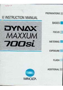 Minolta Dynax 700 si manual. Camera Instructions.